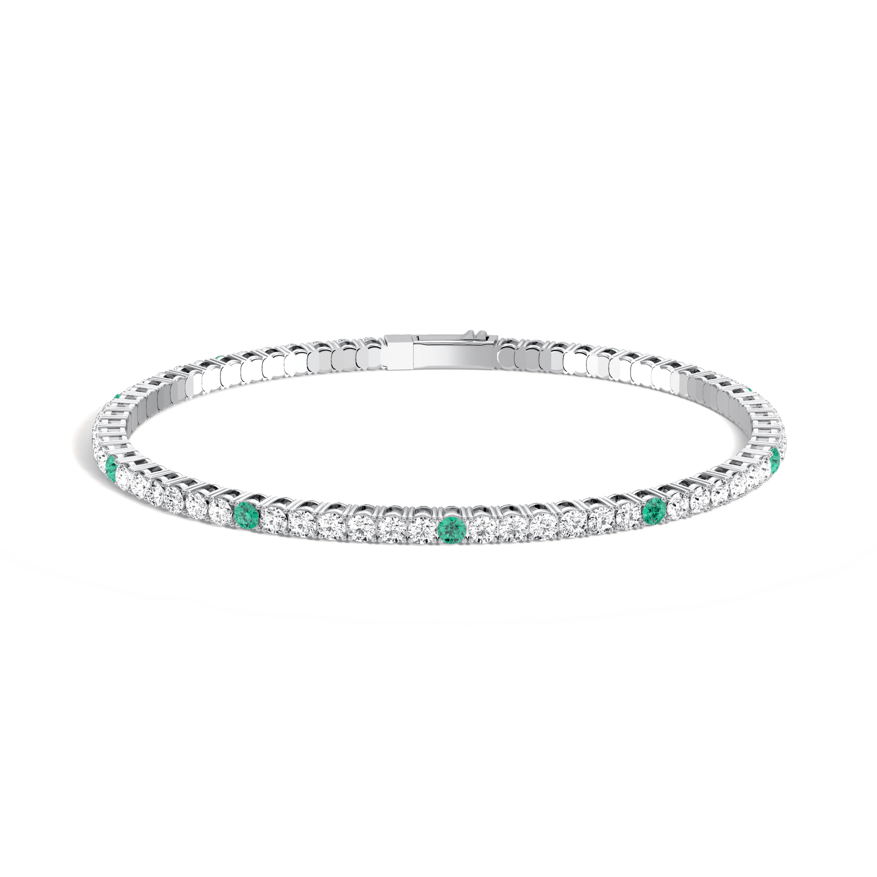 Lab Created Emerald Flexible Bangle Bracelet in 14K Solid Gold - Bracelets