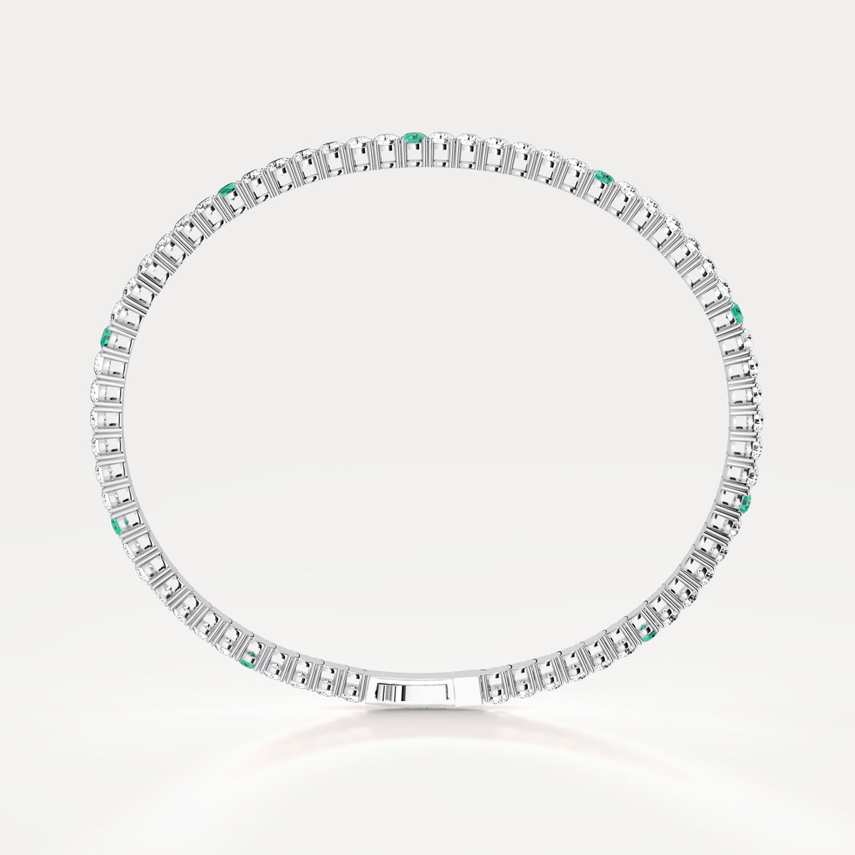 5CTW Lab Created Diamond&Emerald Flexible Bangle Bracelet in Sterling Silver - Bracelets