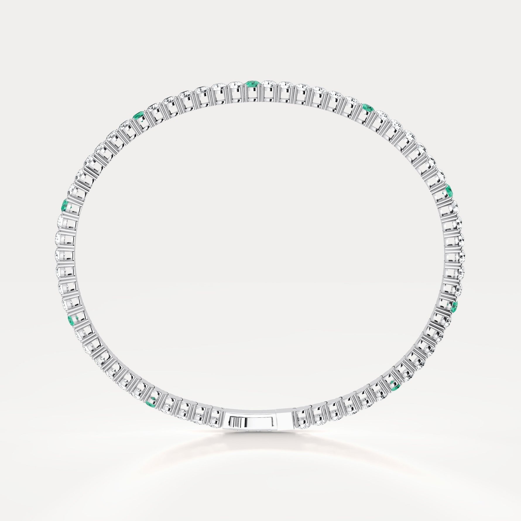 5CTW Lab Created Diamond&Emerald Flexible Bangle Bracelet in Sterling Silver - Bracelets