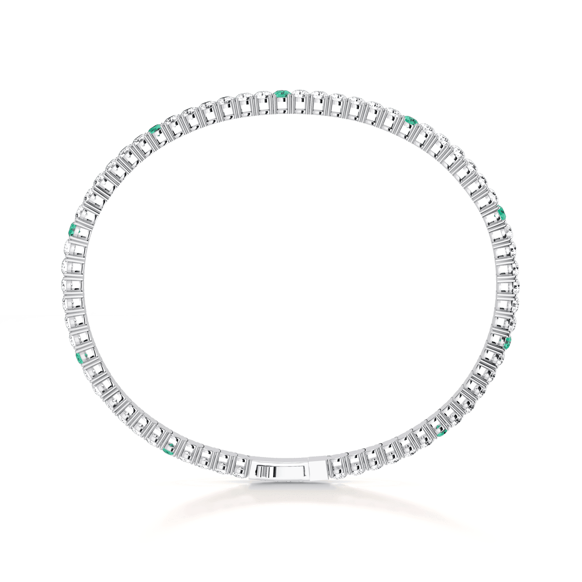 Lab Created Emerald Flexible Bangle Bracelet in 14K Solid Gold - Bracelets