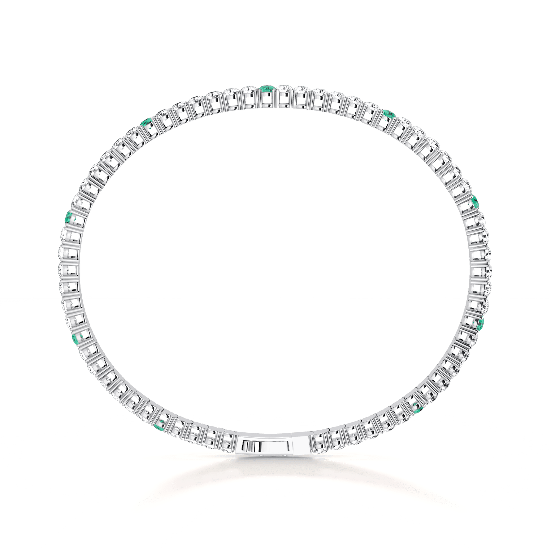 Lab Created Emerald Flexible Bangle Bracelet in 14K Solid Gold - Bracelets