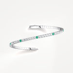 5CTW Lab Created Diamond&Emerald Flexible Bangle Bracelet in Sterling Silver - Bracelets