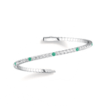 Lab Created Emerald Flexible Bangle Bracelet in 14K Solid Gold - Bracelets