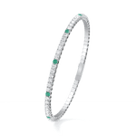 Lab Created Emerald Flexible Bangle Bracelet in 14K Solid Gold - Bracelets