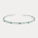 5CTW Lab Created Diamond&Emerald Flexible Bangle Bracelet in Sterling Silver - Bracelets