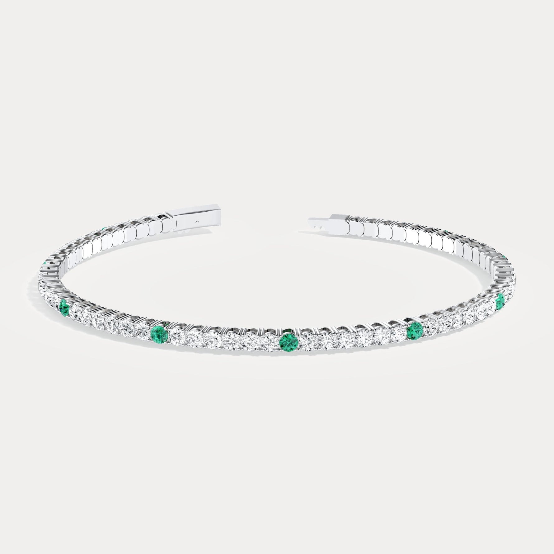 5CTW Lab Created Diamond&Emerald Flexible Bangle Bracelet in Sterling Silver - Bracelets