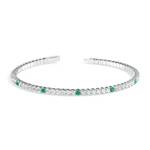 Lab Created Emerald Flexible Bangle Bracelet in 14K Solid Gold - Bracelets