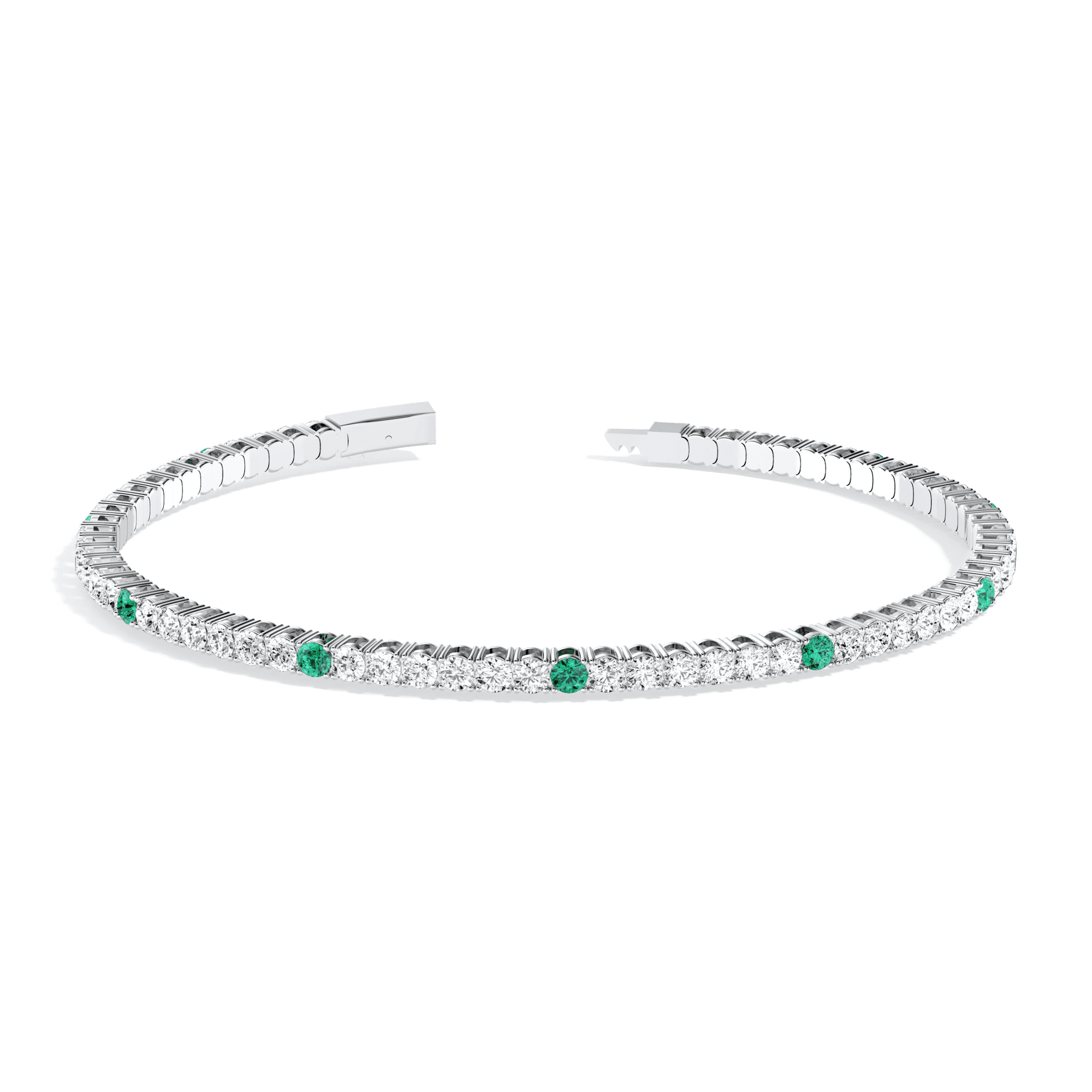 Lab Created Emerald Flexible Bangle Bracelet in 14K Solid Gold - Bracelets