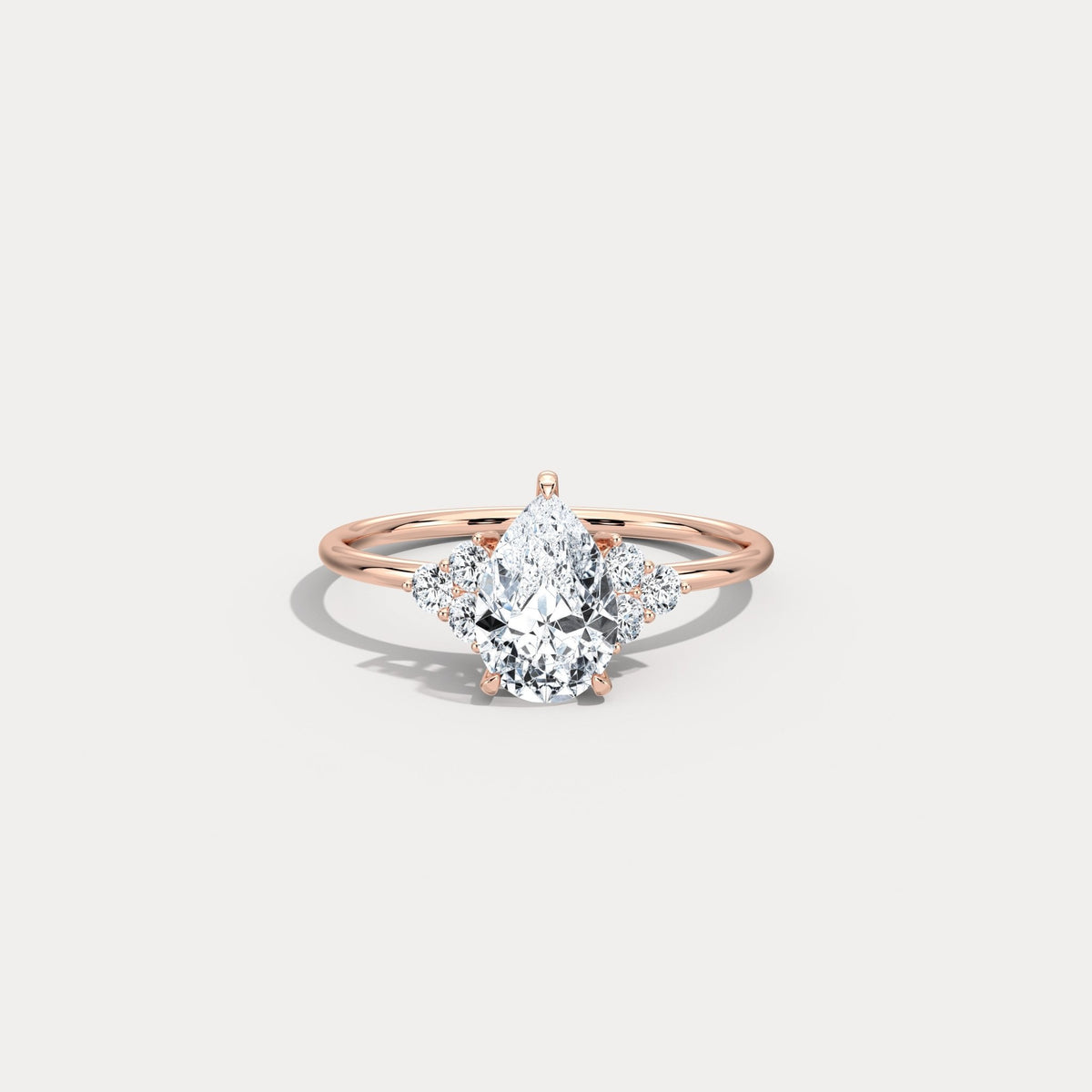 Juliette丨1CT Pear Cut Lab Grown Diamond Cluster Ring with Round Accents in 14K Gold/Platinum - Rings