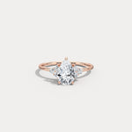 Juliette丨1CT Pear Cut Lab Grown Diamond Cluster Ring with Round Accents in 14K Gold/Platinum - Rings