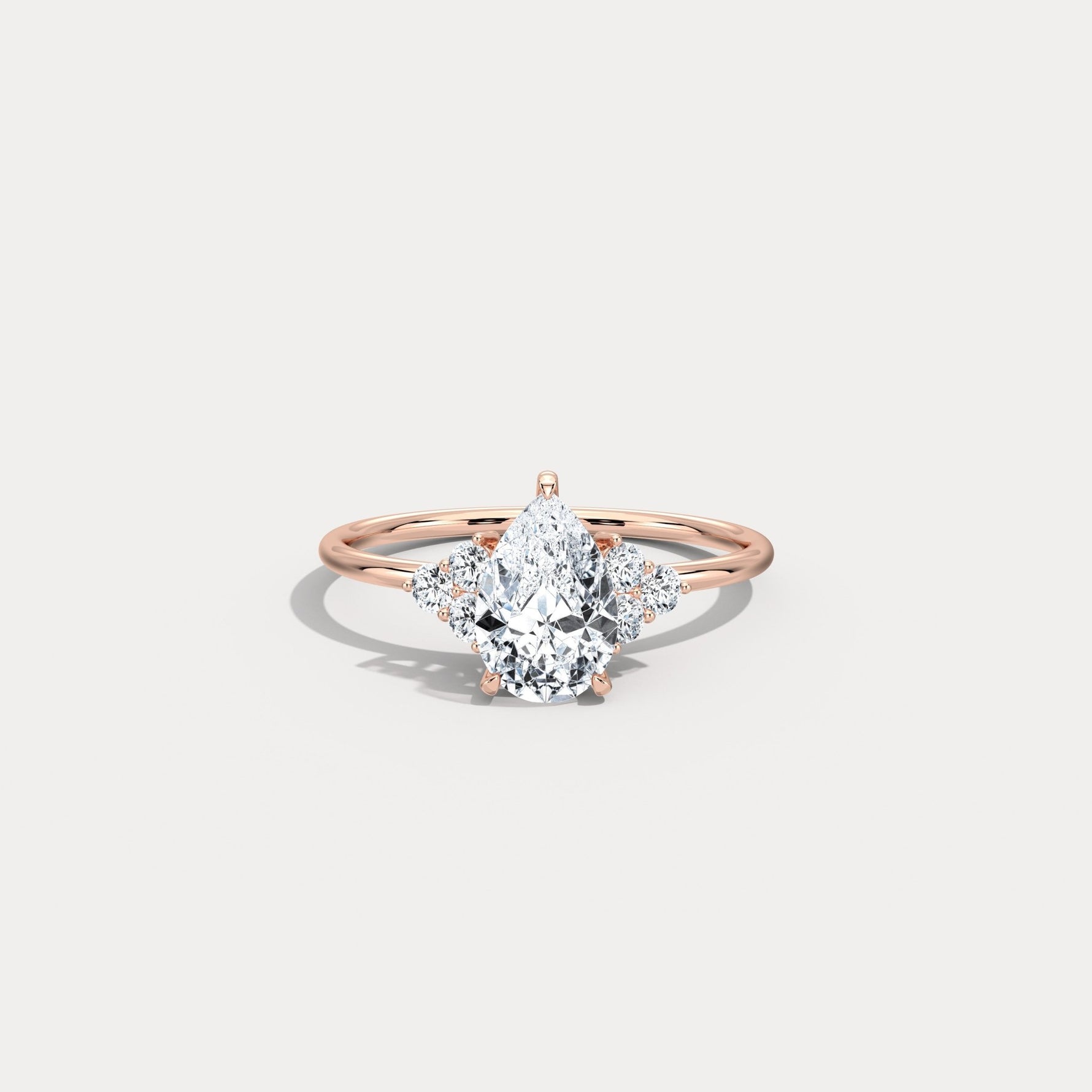 Juliette丨1CT Pear Cut Lab Grown Diamond Cluster Ring with Round Accents in 14K Gold/Platinum - Rings