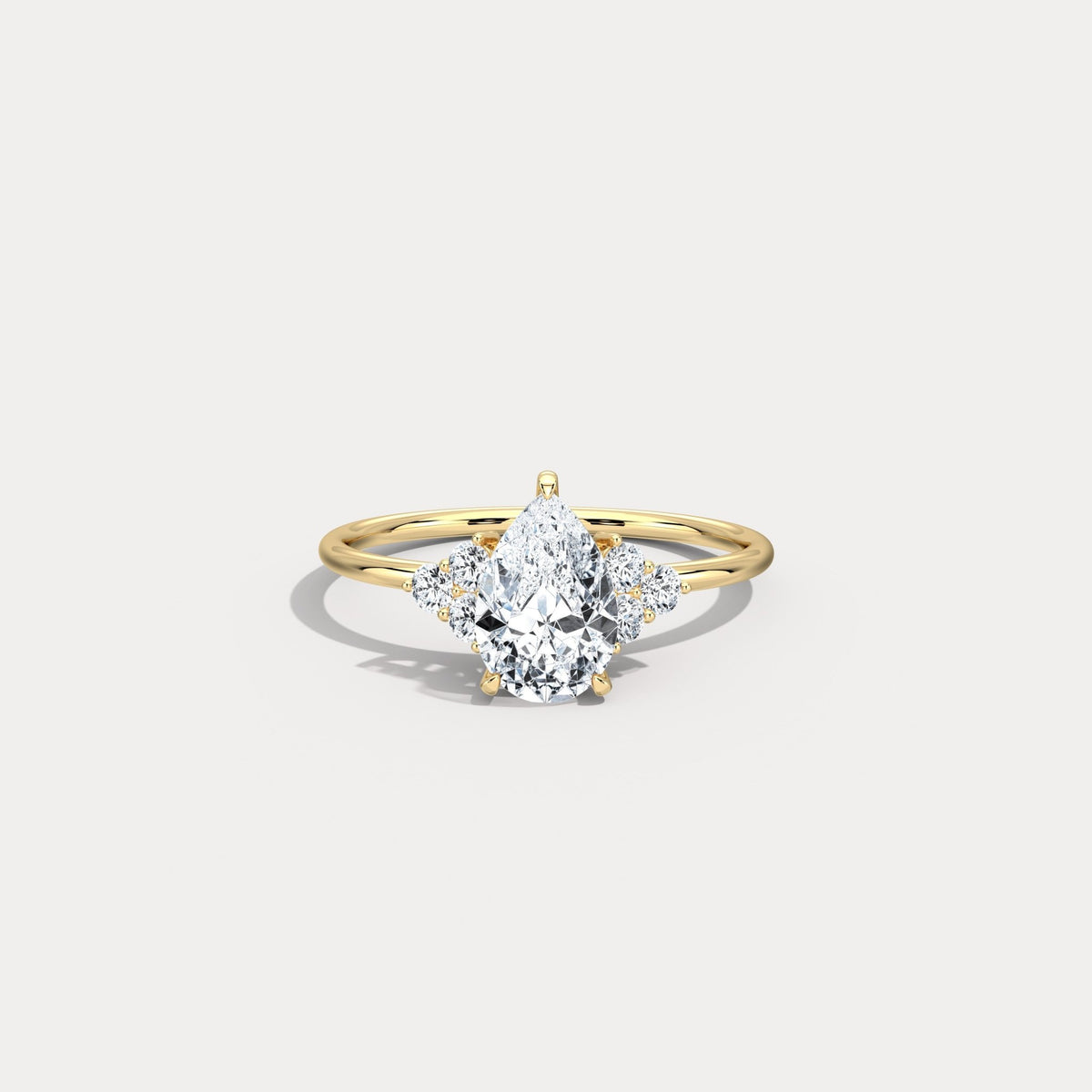 Juliette丨1CT Pear Cut Lab Grown Diamond Cluster Ring with Round Accents in 14K Gold/Platinum - Rings