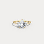 Juliette丨1CT Pear Cut Lab Grown Diamond Cluster Ring with Round Accents in 14K Gold/Platinum - Rings