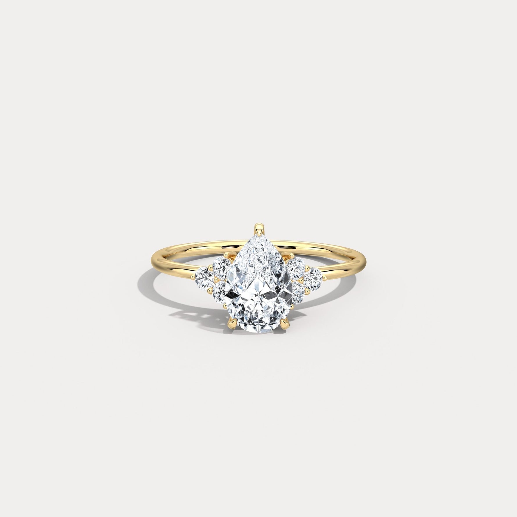 Juliette丨1CT Pear Cut Lab Grown Diamond Cluster Ring with Round Accents in 14K Gold/Platinum - Rings