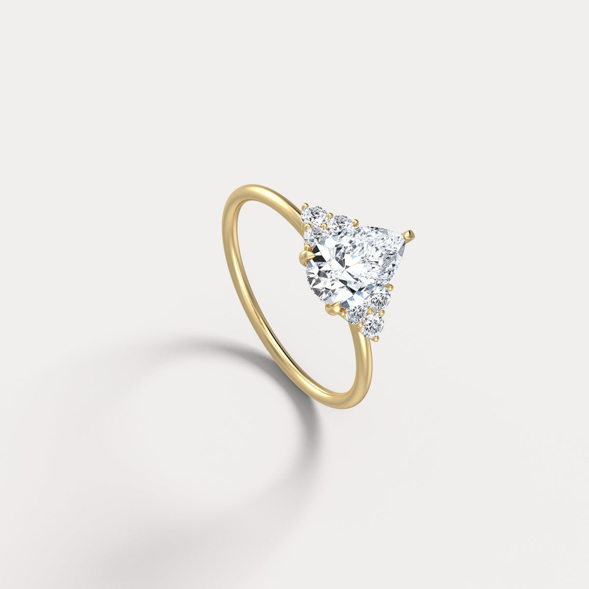 Juliette丨1CT Pear Cut Lab Grown Diamond Cluster Ring with Round Accents in 14K Gold/Platinum - Rings