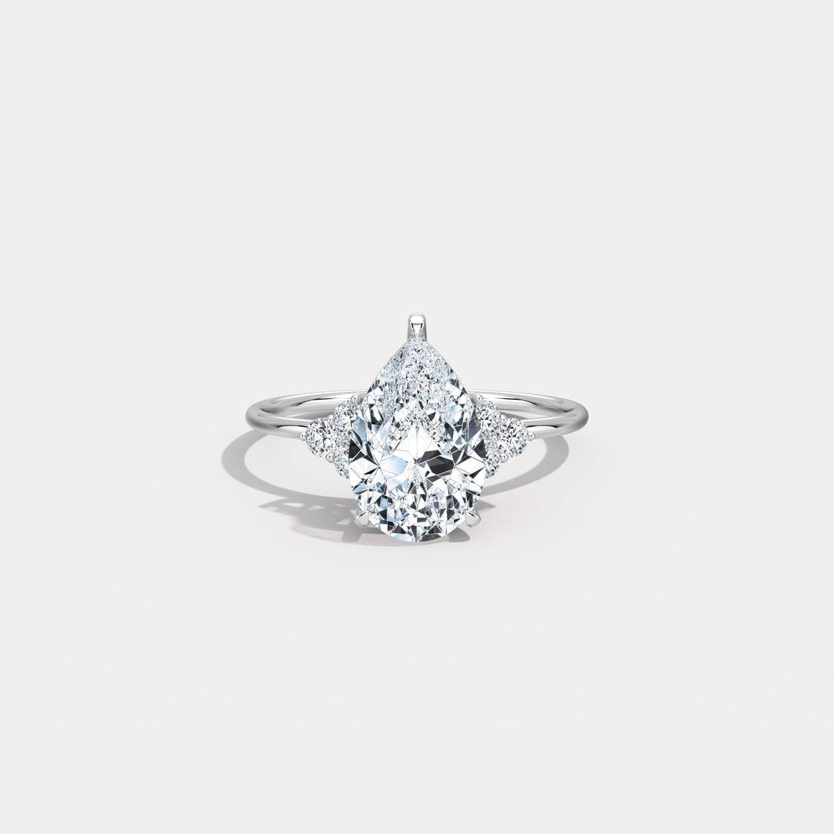 Juliette丨2CT Pear Cut Lab Grown Diamond Cluster Ring with Round Accents in 14K Gold/Platinum - Rings