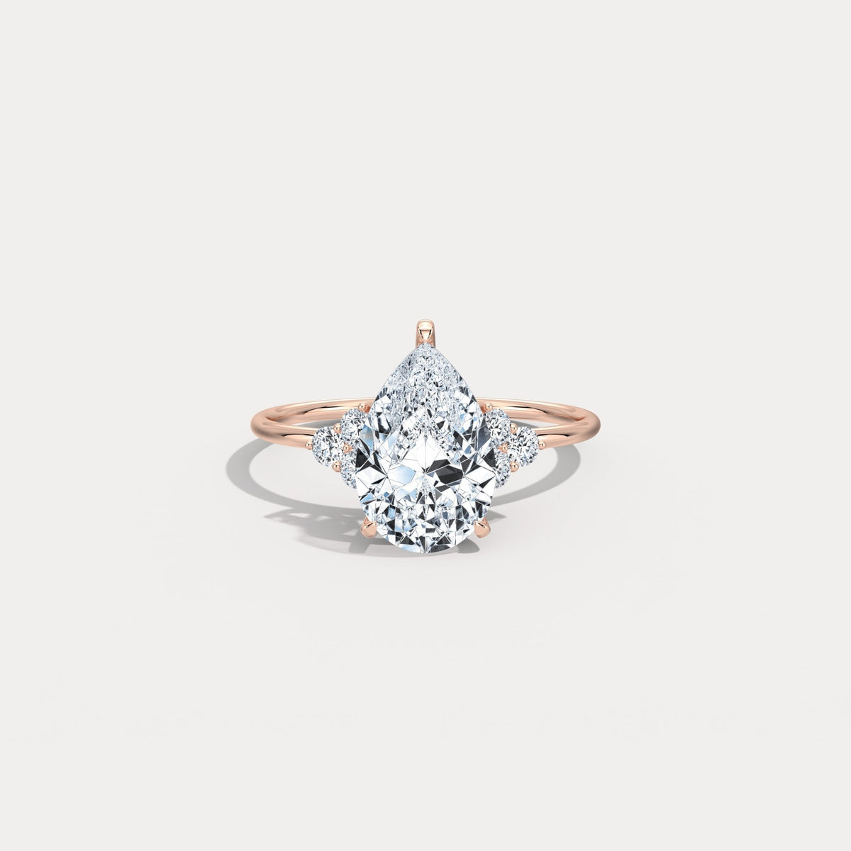 Juliette丨2CT Pear Cut Lab Grown Diamond Cluster Ring with Round Accents in 14K Gold/Platinum - Rings