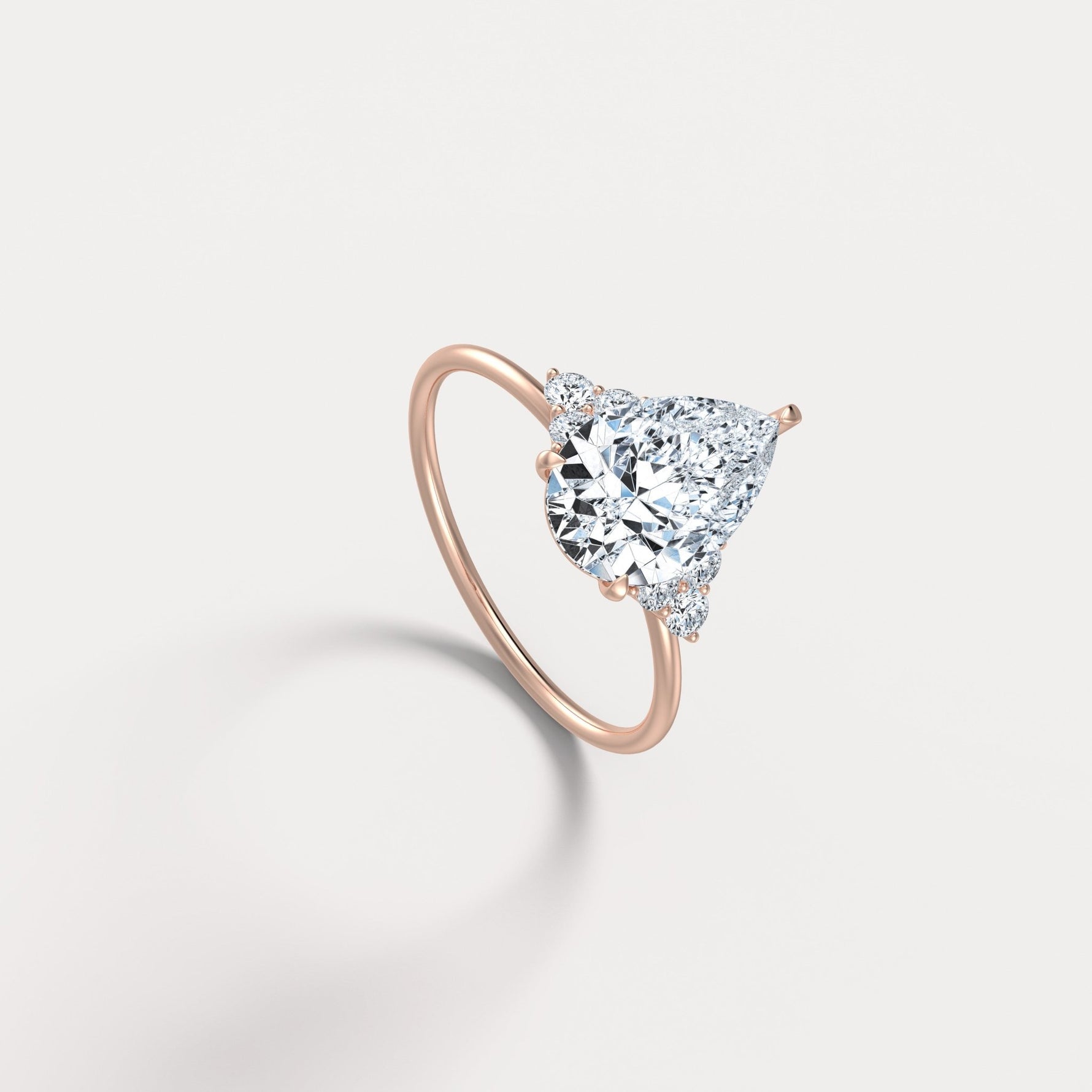 Juliette丨2CT Pear Cut Lab Grown Diamond Cluster Ring with Round Accents in 14K Gold/Platinum - Rings