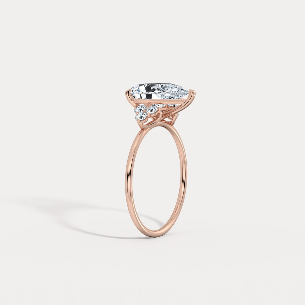 Juliette丨2CT Pear Cut Lab Grown Diamond Cluster Ring with Round Accents in 14K Gold/Platinum - Rings