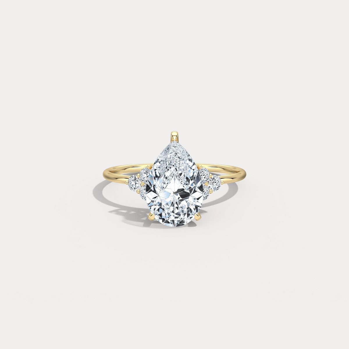Juliette丨2CT Pear Cut Lab Grown Diamond Cluster Ring with Round Accents in 14K Gold/Platinum - Rings