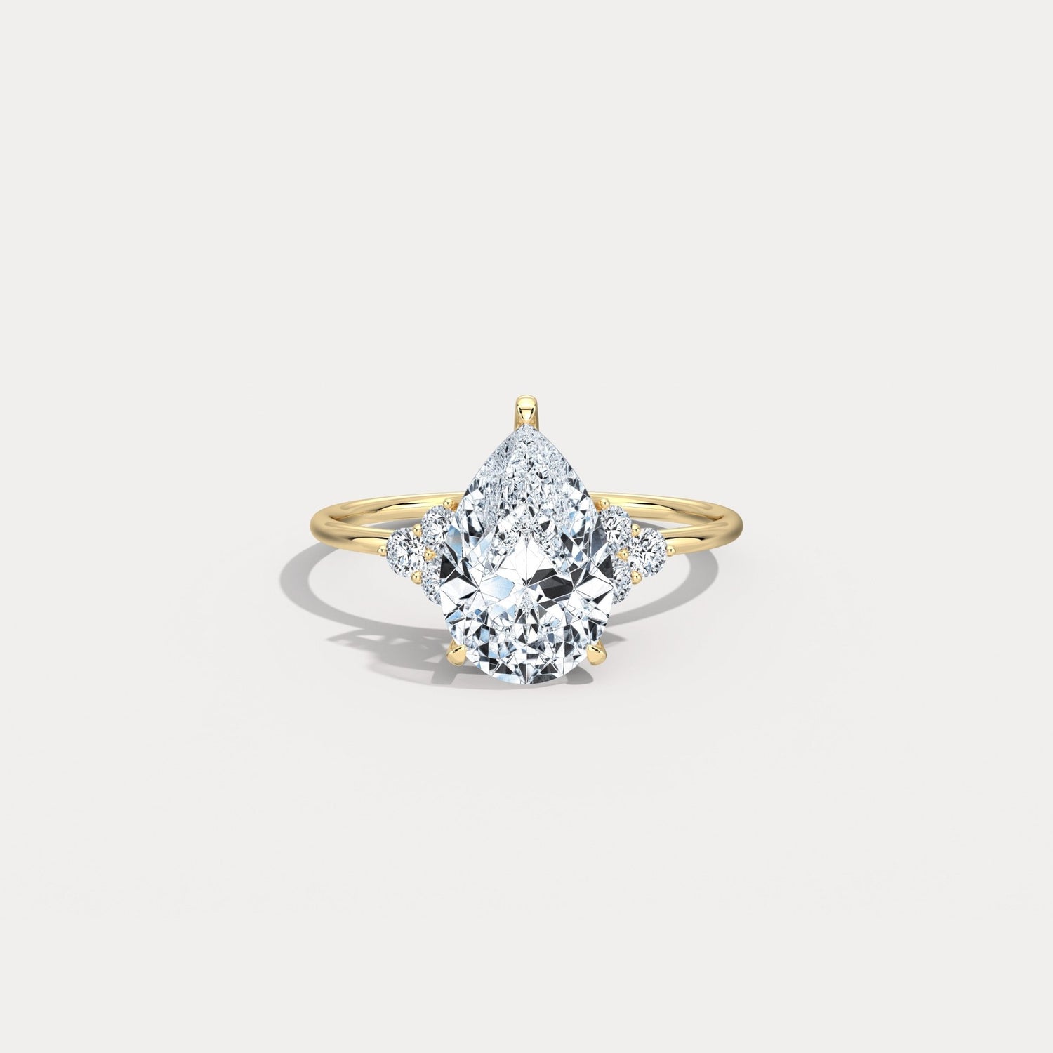 Juliette丨2CT Pear Cut Lab Grown Diamond Cluster Ring with Round Accents in 14K Gold/Platinum - Rings