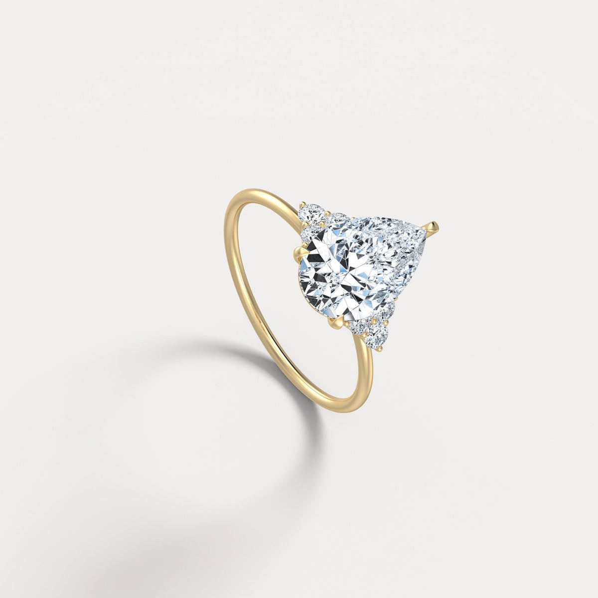 Juliette丨2CT Pear Cut Lab Grown Diamond Cluster Ring with Round Accents in 14K Gold/Platinum - Rings
