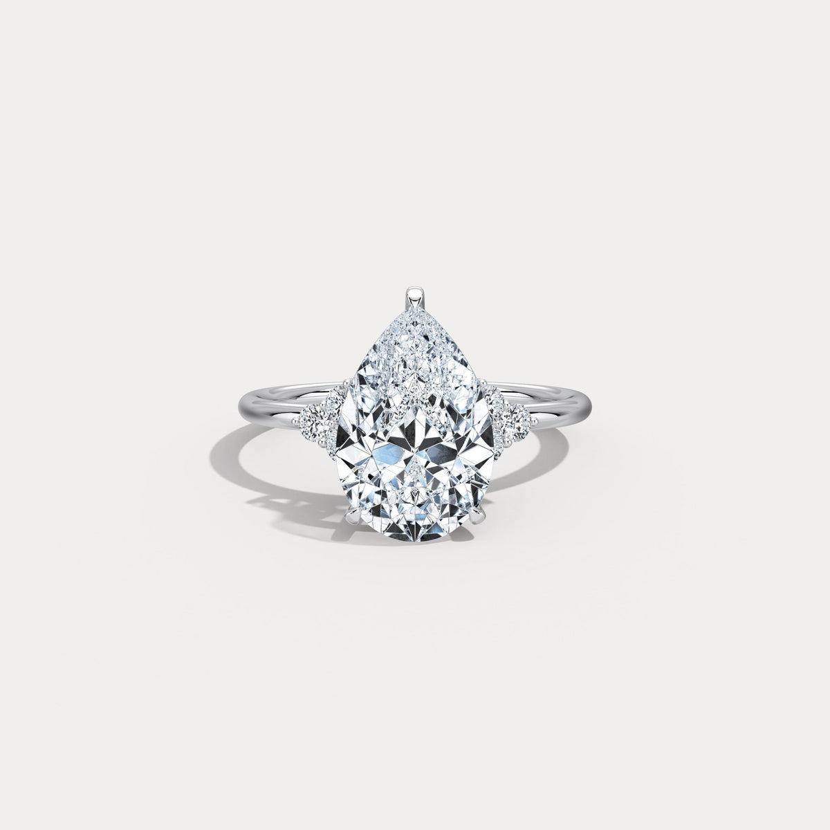Juliette丨3CT Pear Cut Lab Grown Diamond Cluster Ring with Round Accents in 14K Gold/Platinum - Rings