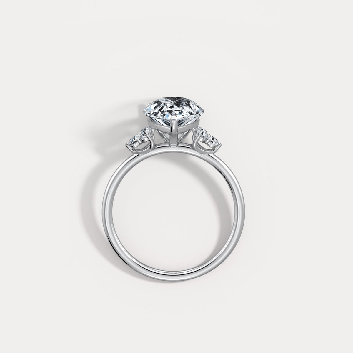 Juliette丨3CT Pear Cut Lab Grown Diamond Cluster Ring with Round Accents in 14K Gold/Platinum - Rings