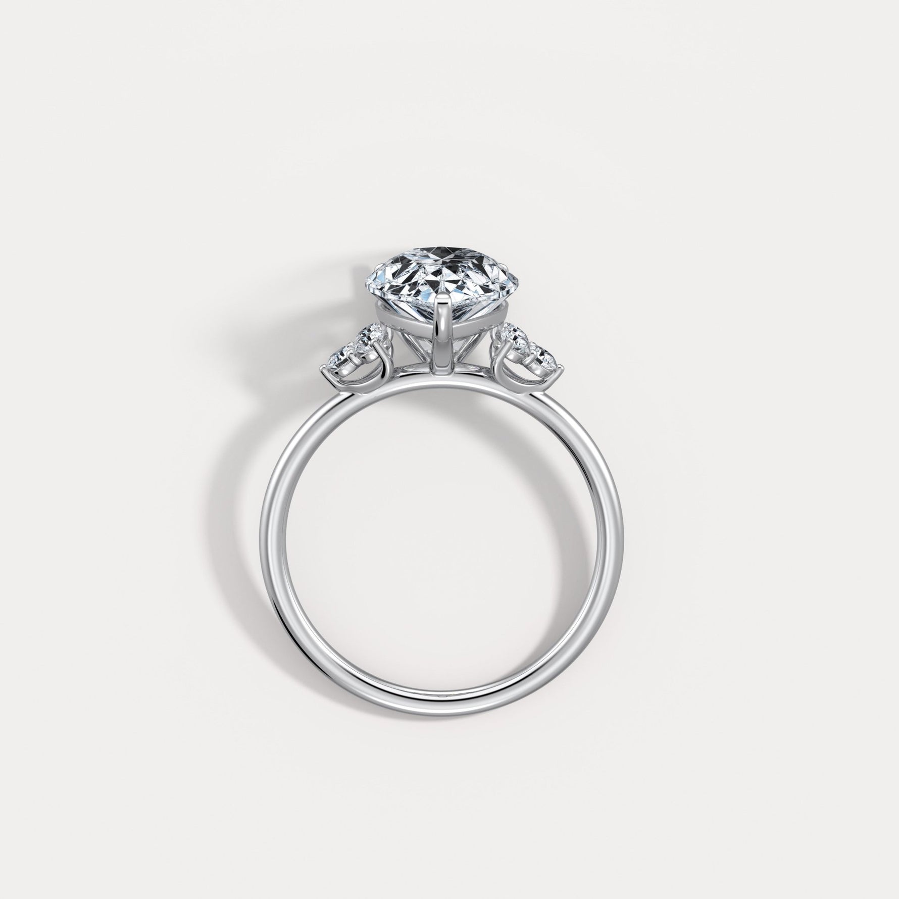 Juliette丨3CT Pear Cut Lab Grown Diamond Cluster Ring with Round Accents in 14K Gold/Platinum - Rings