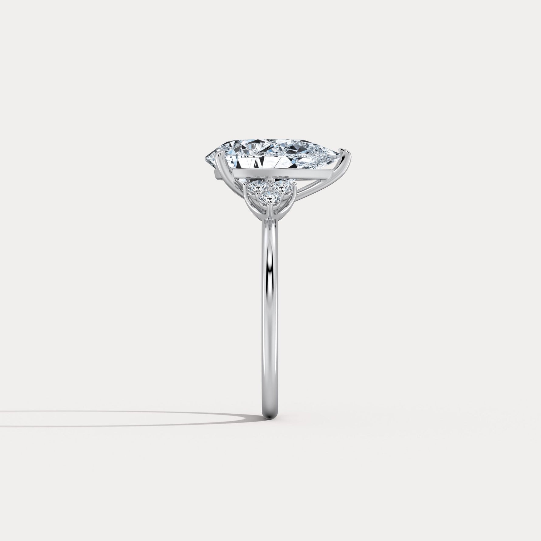 Juliette丨3CT Pear Cut Lab Grown Diamond Cluster Ring with Round Accents in 14K Gold/Platinum - Rings
