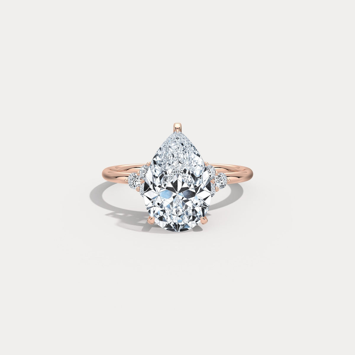 Juliette丨3CT Pear Cut Lab Grown Diamond Cluster Ring with Round Accents in 14K Gold/Platinum - Rings