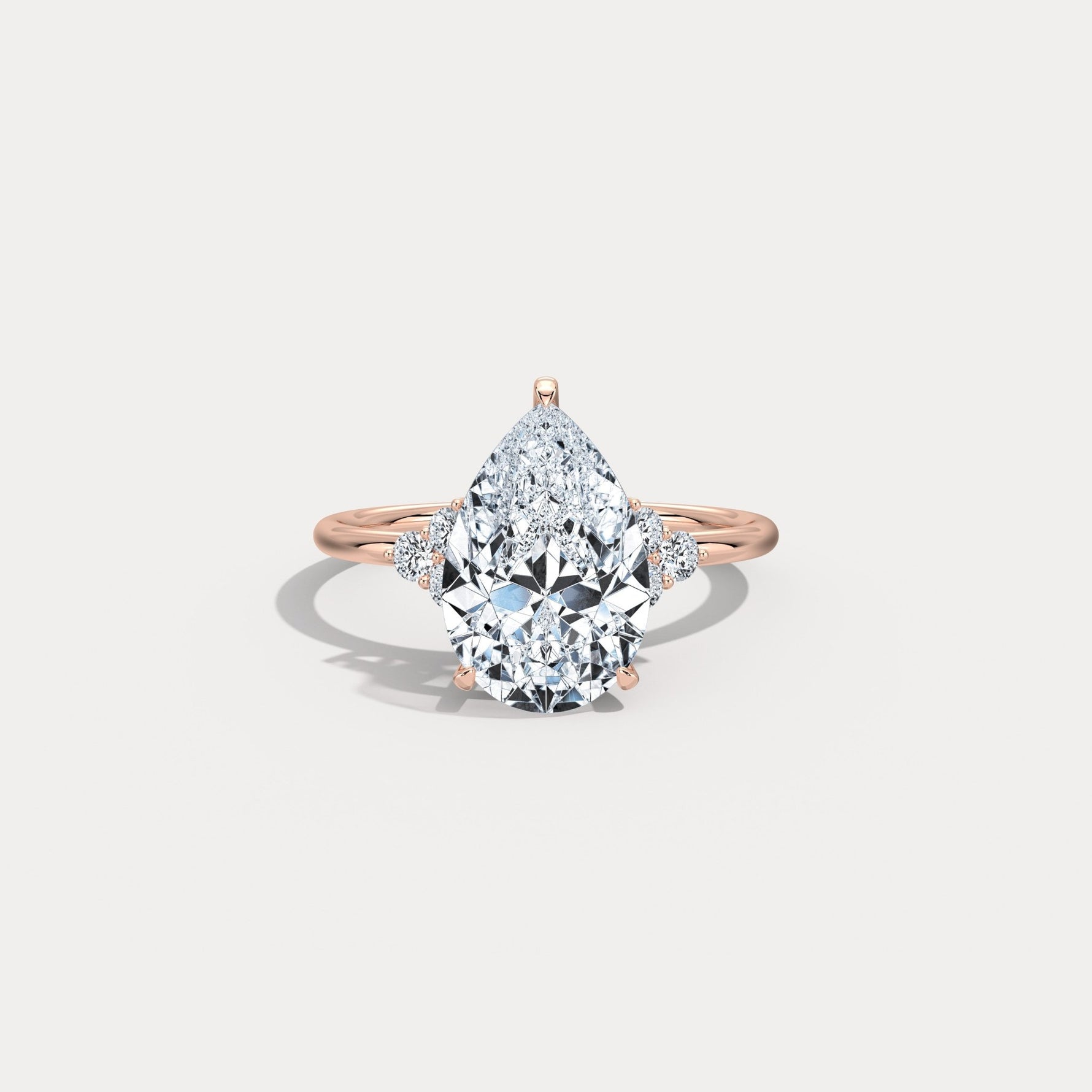 Juliette丨3CT Pear Cut Lab Grown Diamond Cluster Ring with Round Accents in 14K Gold/Platinum - Rings