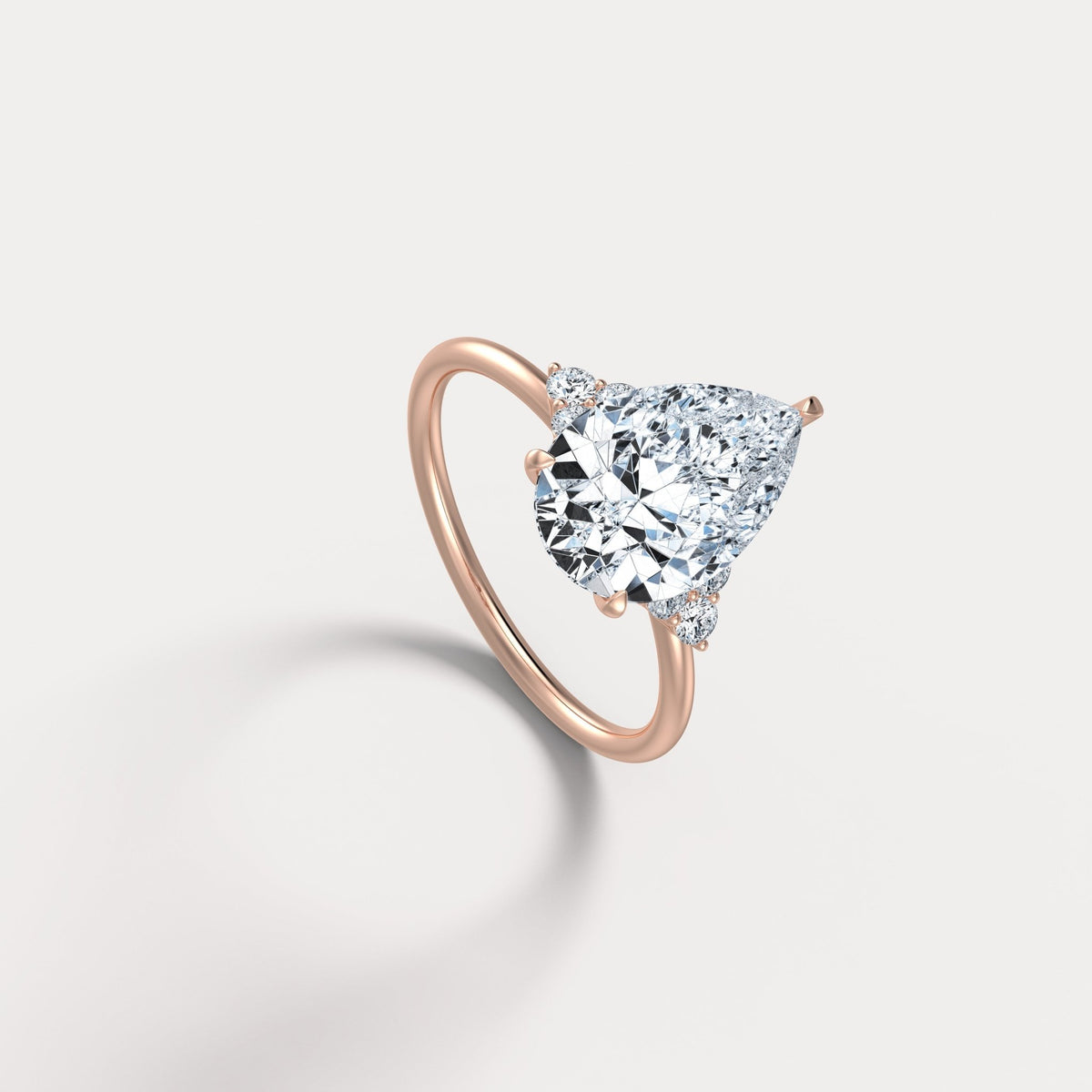 Juliette丨3CT Pear Cut Lab Grown Diamond Cluster Ring with Round Accents in 14K Gold/Platinum - Rings