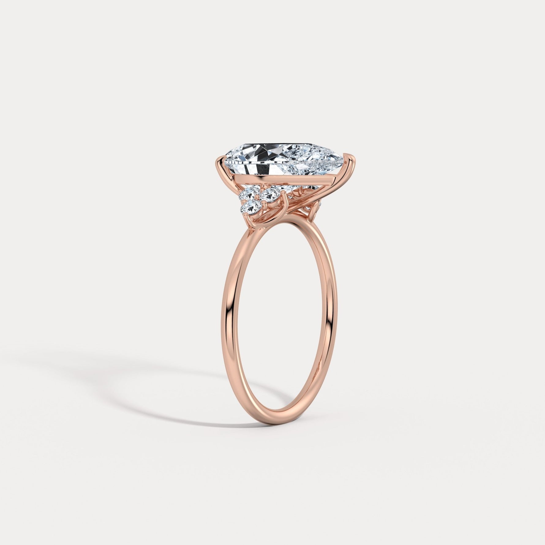 Juliette丨3CT Pear Cut Lab Grown Diamond Cluster Ring with Round Accents in 14K Gold/Platinum - Rings