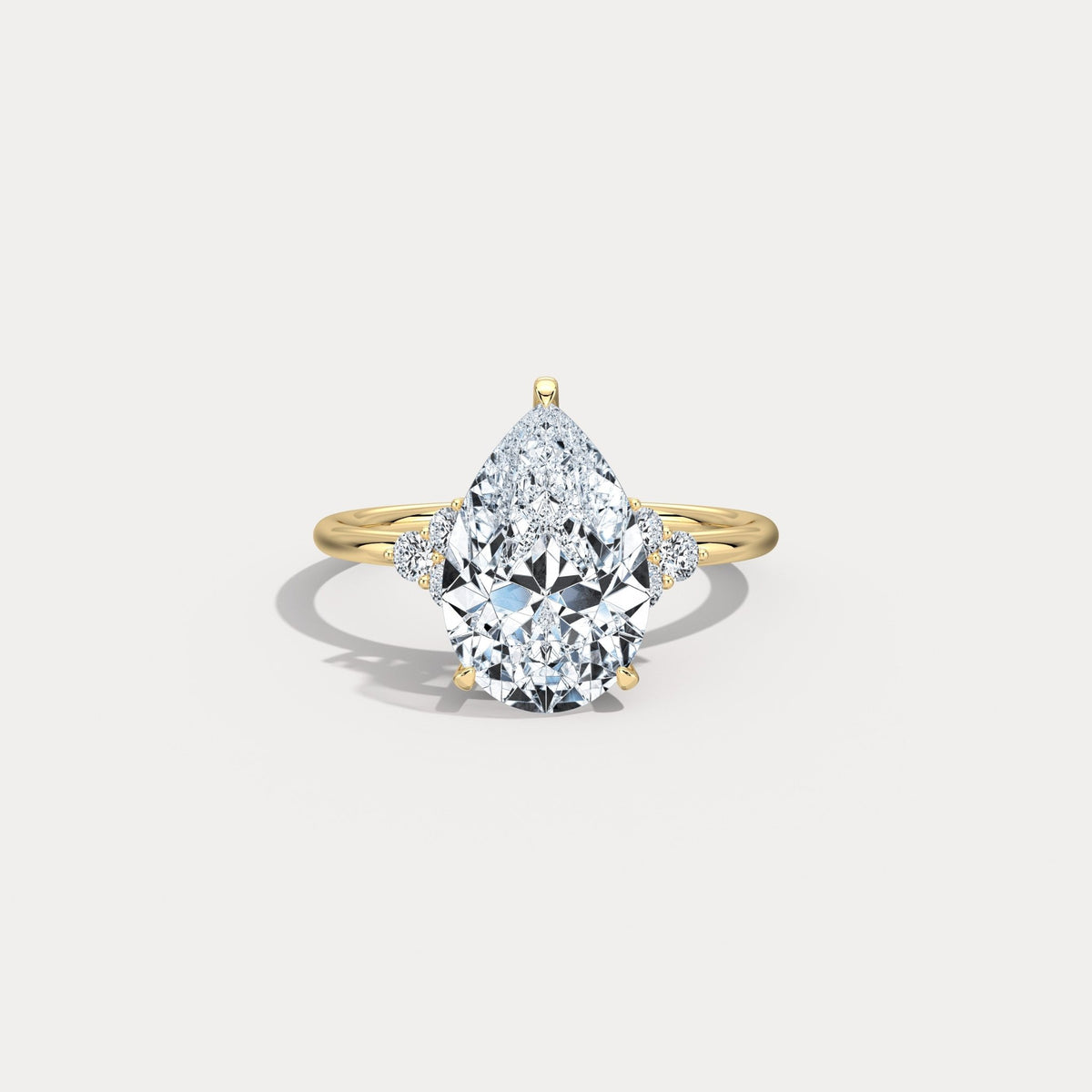 Juliette丨3CT Pear Cut Lab Grown Diamond Cluster Ring with Round Accents in 14K Gold/Platinum - Rings