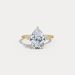Juliette丨3CT Pear Cut Lab Grown Diamond Cluster Ring with Round Accents in 14K Gold/Platinum - Rings