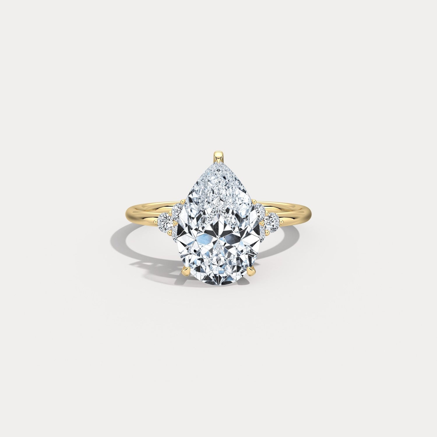 Juliette丨3CT Pear Cut Lab Grown Diamond Cluster Ring with Round Accents in 14K Gold/Platinum - Rings