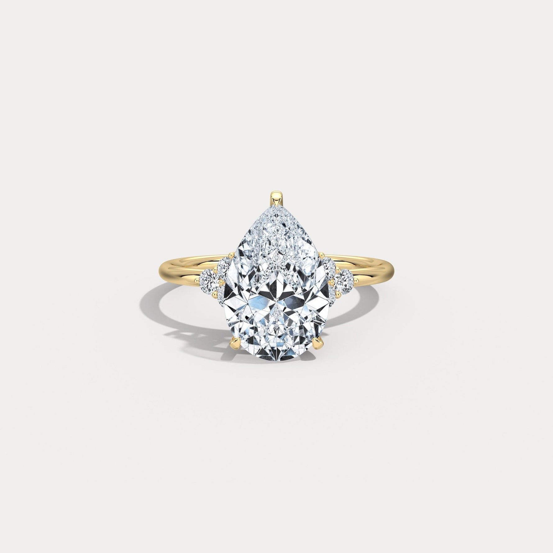 Juliette丨3CT Pear Cut Lab Grown Diamond Cluster Ring with Round Accents in 14K Gold/Platinum - Rings