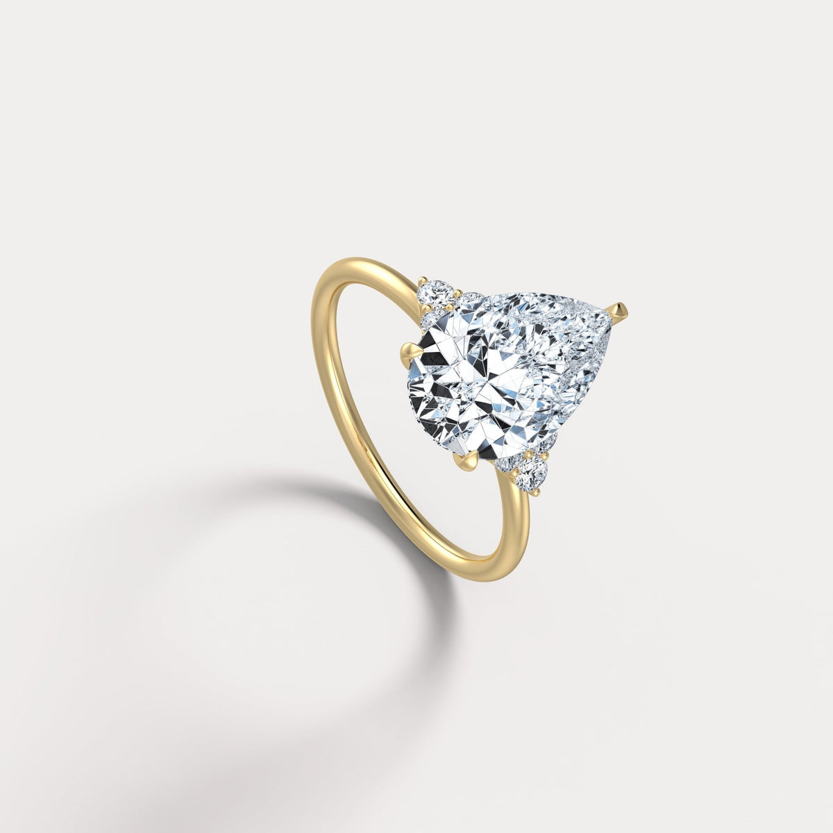 Juliette丨3CT Pear Cut Lab Grown Diamond Cluster Ring with Round Accents in 14K Gold/Platinum - Rings