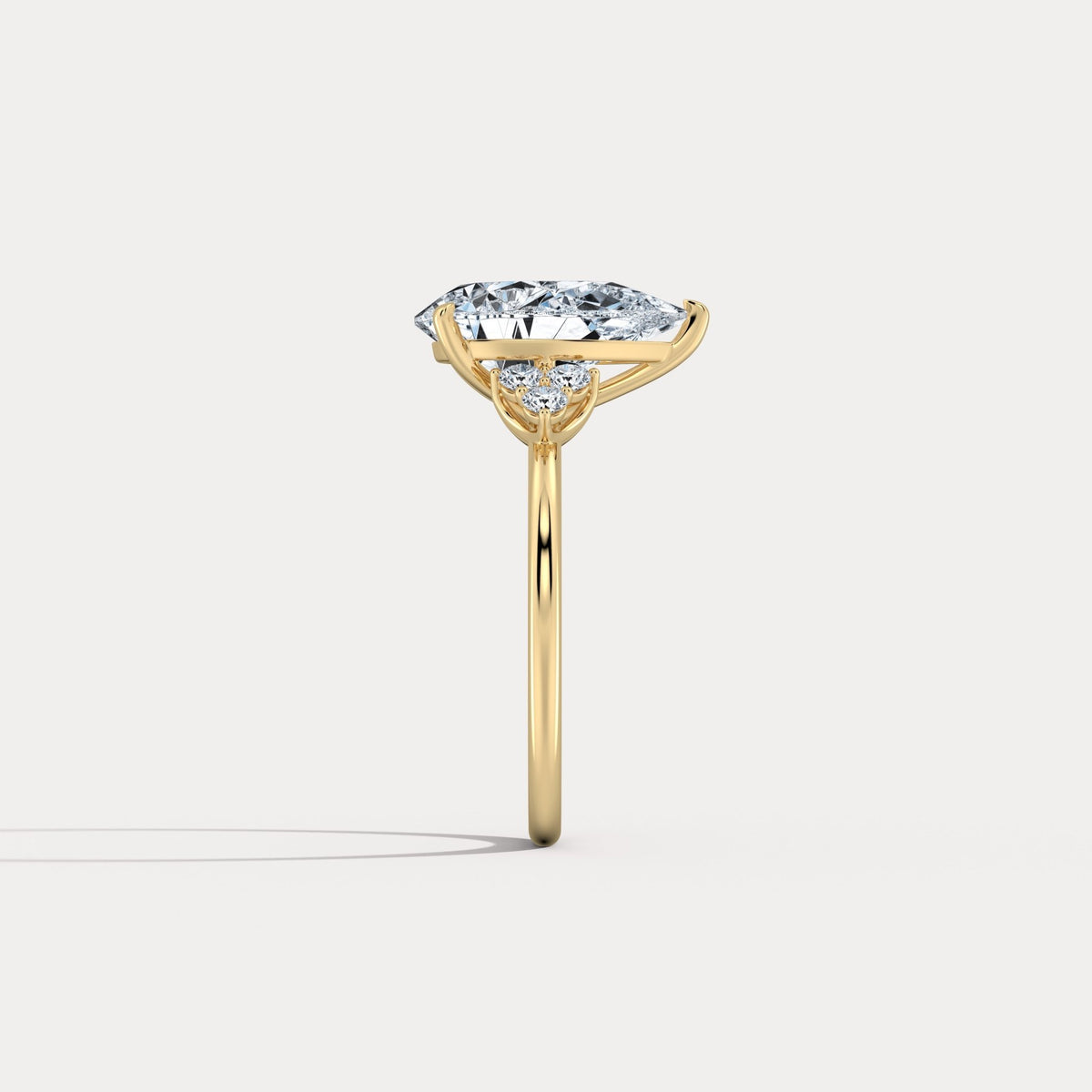 Juliette丨3CT Pear Cut Lab Grown Diamond Cluster Ring with Round Accents in 14K Gold/Platinum - Rings