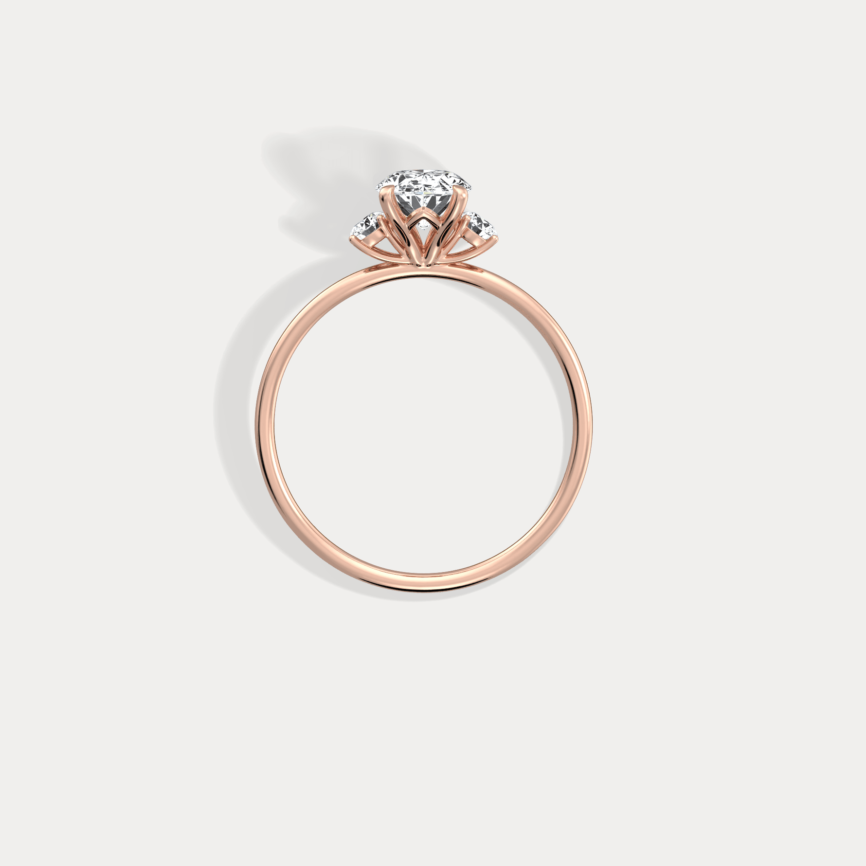 Olivia丨1CT Three - Stone Lotus - Inspired Lab - grown Diamond Engagement Ring - Rings