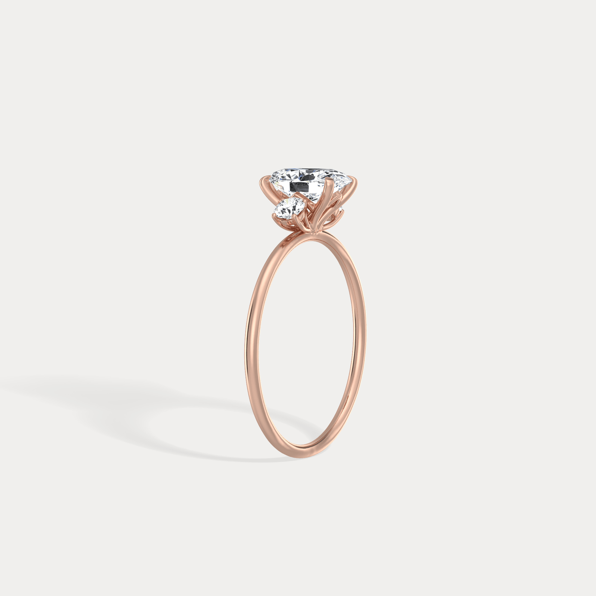 Olivia丨1CT Three - Stone Lotus - Inspired Lab - grown Diamond Engagement Ring - Rings
