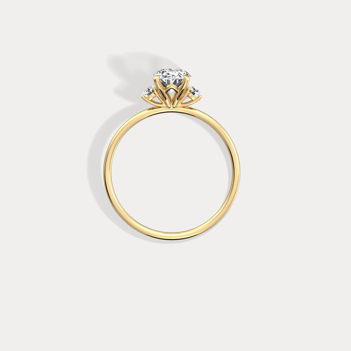 Olivia丨1CT Three - Stone Lotus - Inspired Lab - grown Diamond Engagement Ring - Rings