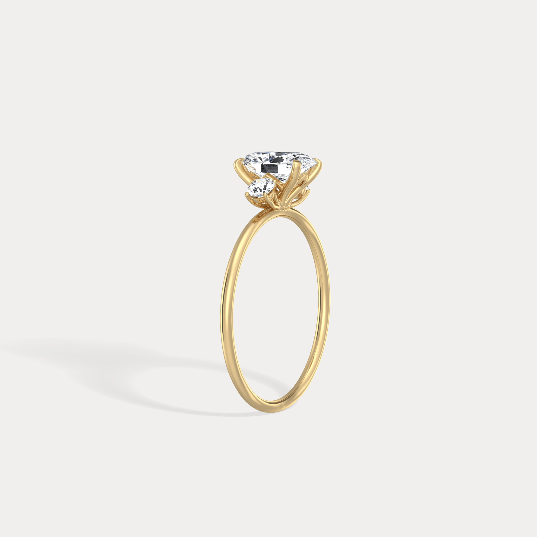 Olivia丨1CT Three - Stone Lotus - Inspired Lab - grown Diamond Engagement Ring - Rings
