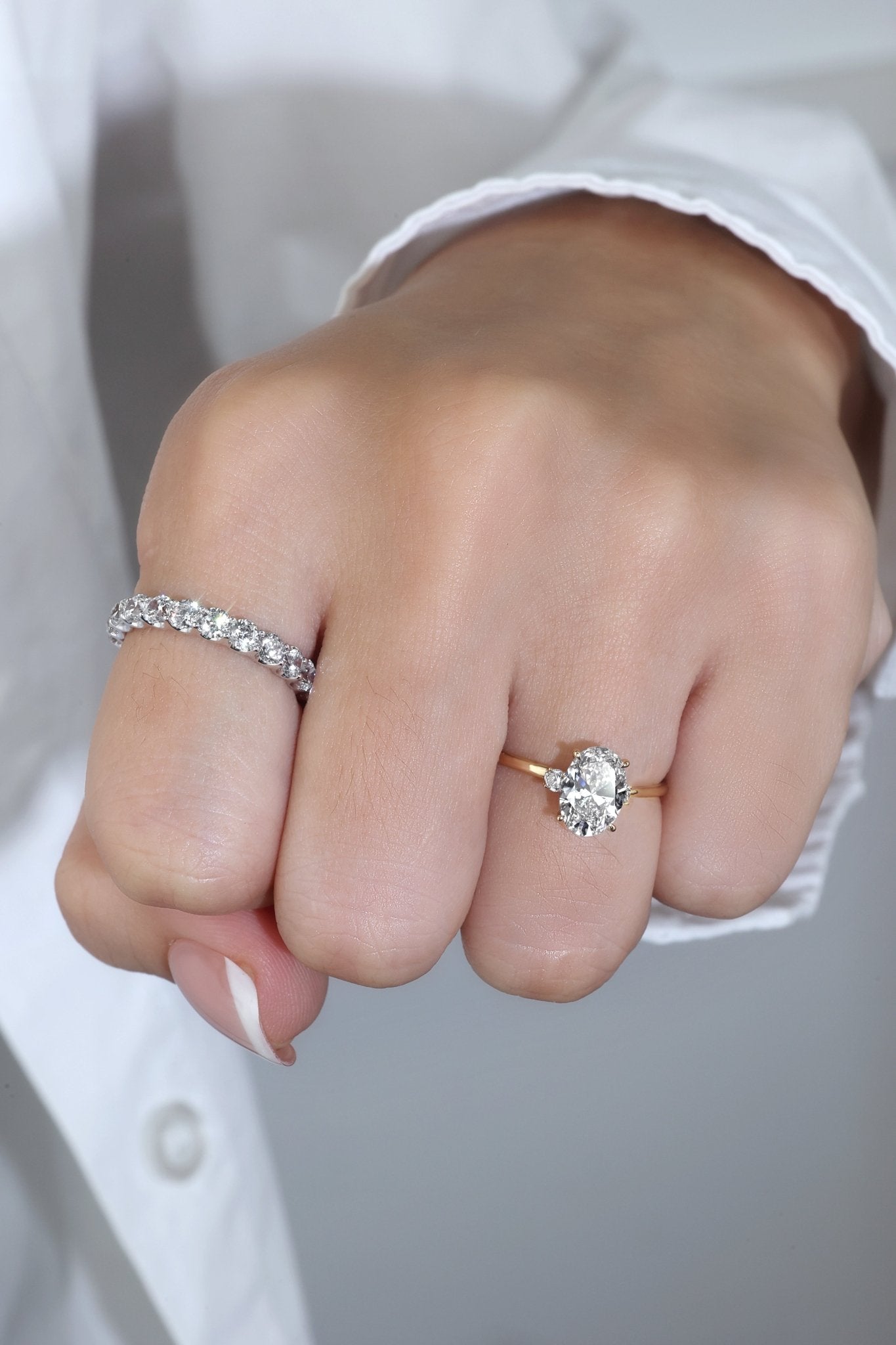 Olivia丨1CT Three - Stone Lotus - Inspired Lab - grown Diamond Engagement Ring - Rings