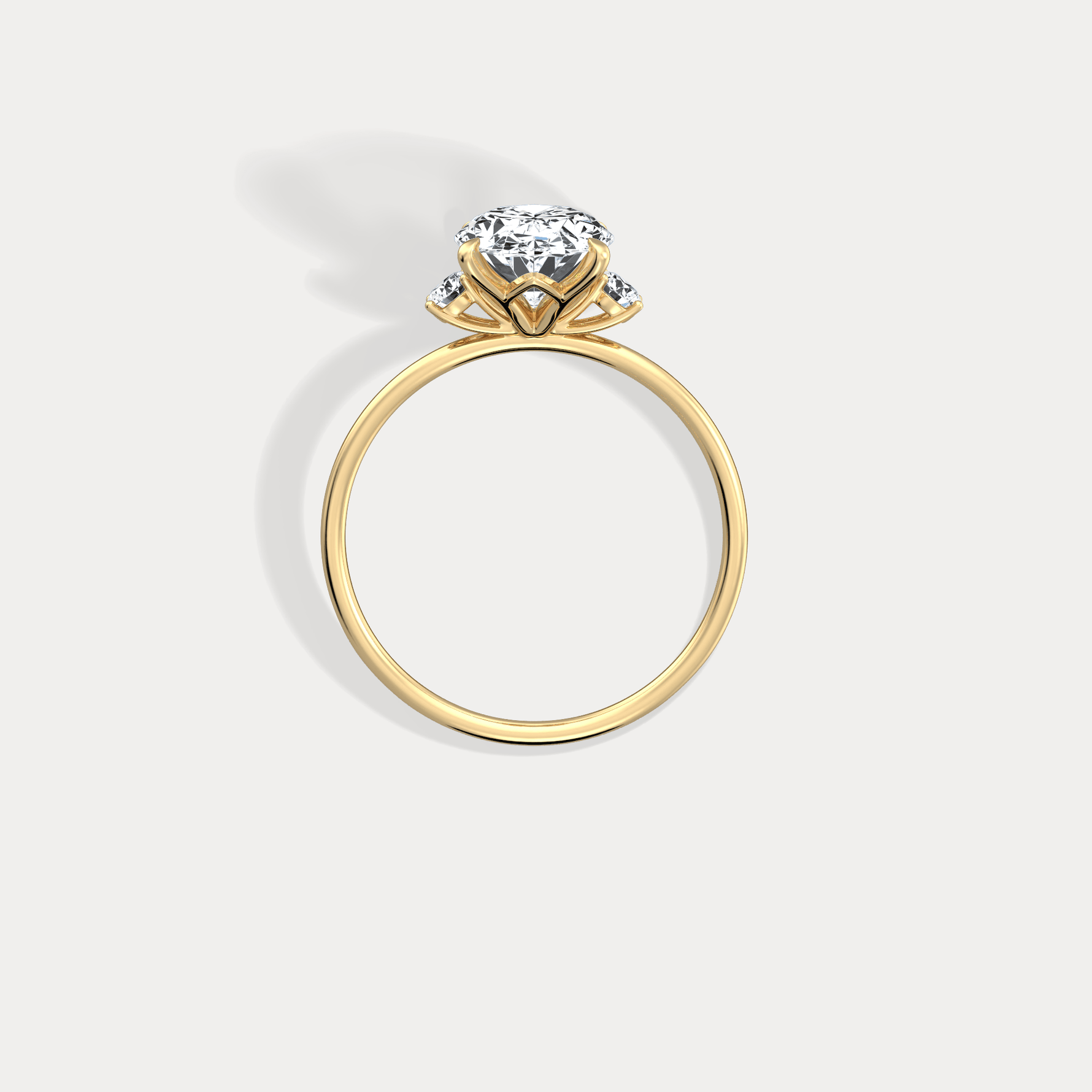 Olivia丨2CT Three - Stone Lotus - Inspired Lab - grown Diamond Engagement Ring - Rings
