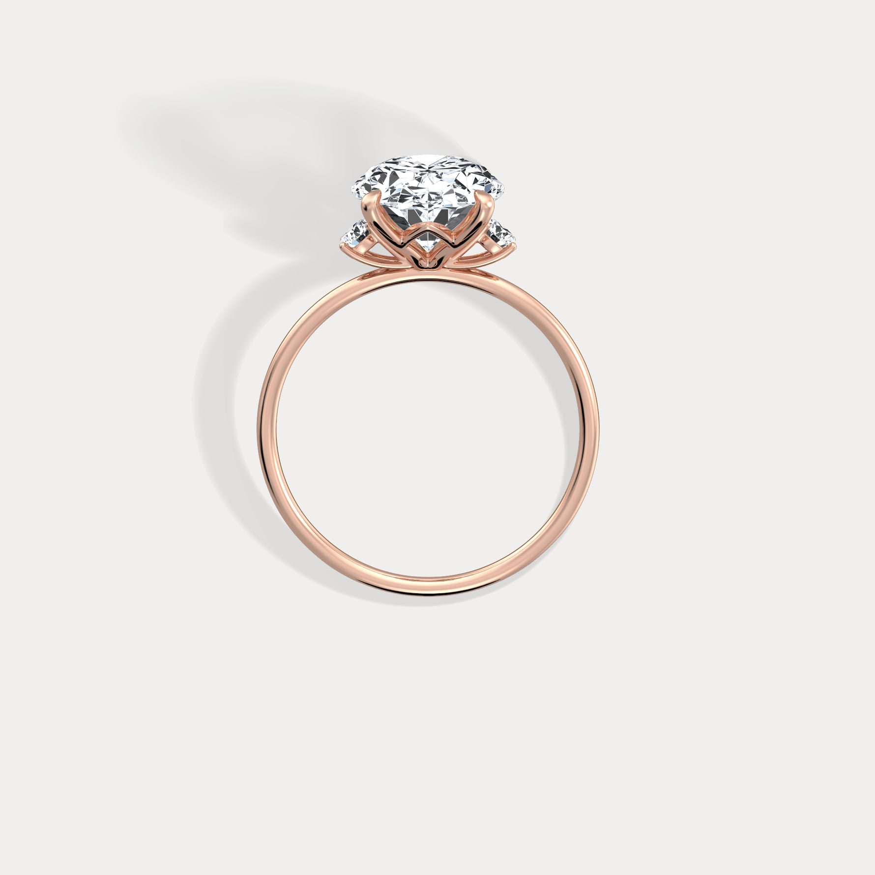 Olivia丨3CT Three - Stone Lotus - Inspired Lab - grown Diamond Engagement Ring - Rings