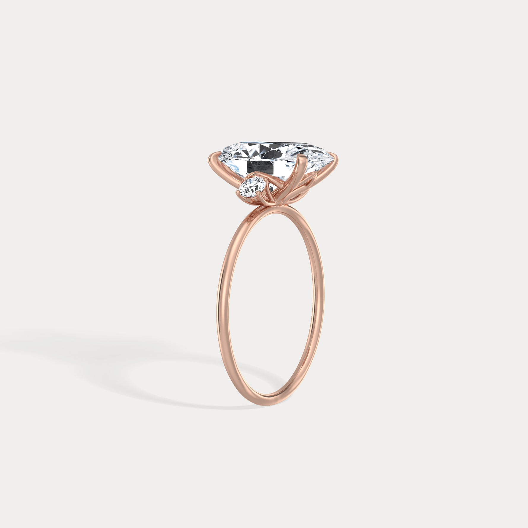 Olivia丨3CT Three - Stone Lotus - Inspired Lab - grown Diamond Engagement Ring - Rings