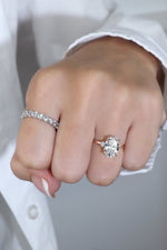 Olivia丨3CT Three - Stone Lotus - Inspired Lab - grown Diamond Engagement Ring - Rings