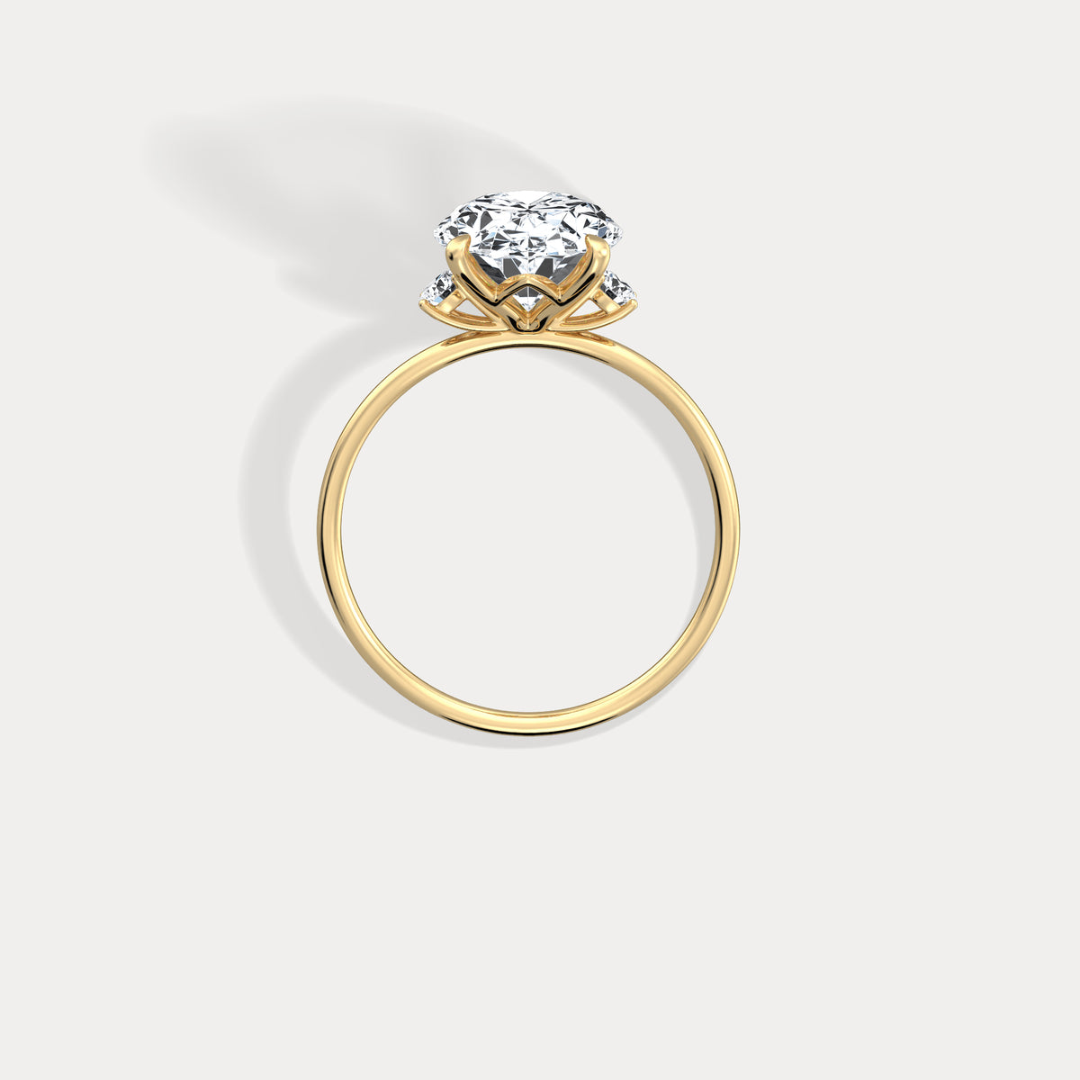 Olivia丨3CT Three - Stone Lotus - Inspired Lab - grown Diamond Engagement Ring - Rings